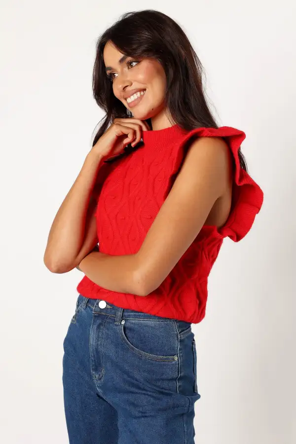 Valerie Knit Top - Red