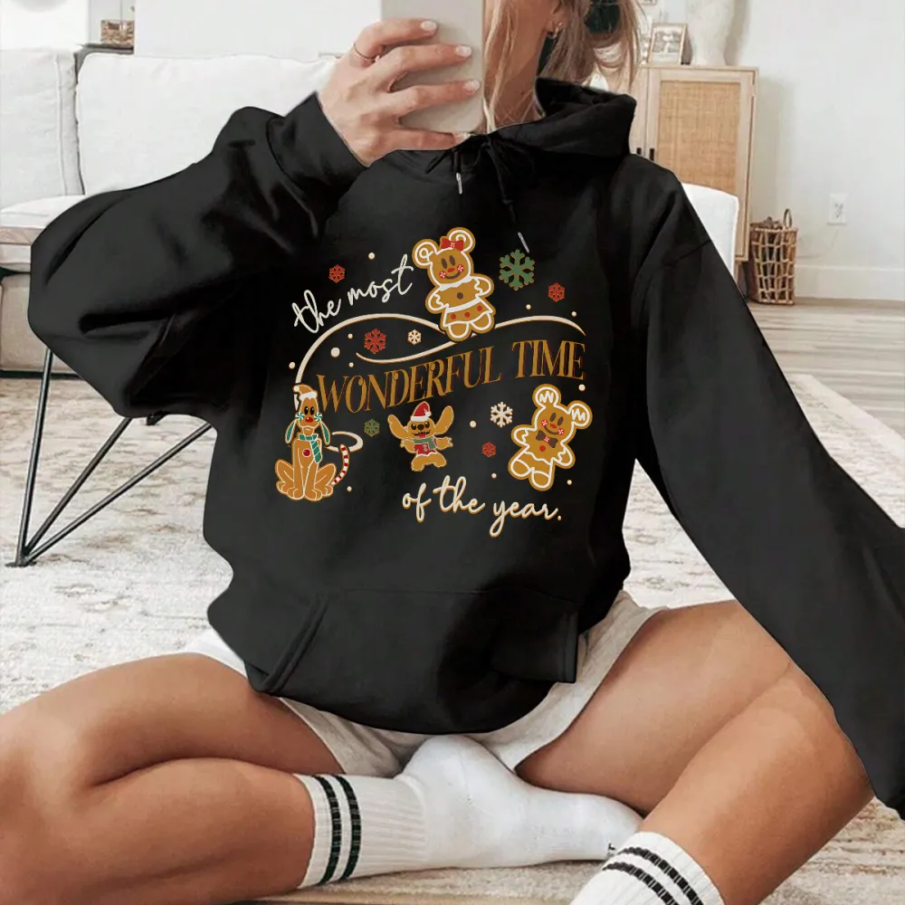 THE MOST WONDERFUL TIME OF THE YEAR PATTERN PRINTED HOODIE