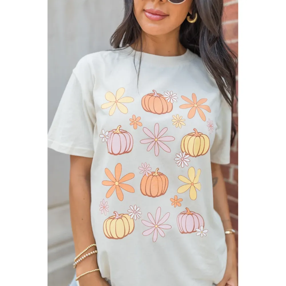 Pumpkin Daisy Oversized Graphic Tee