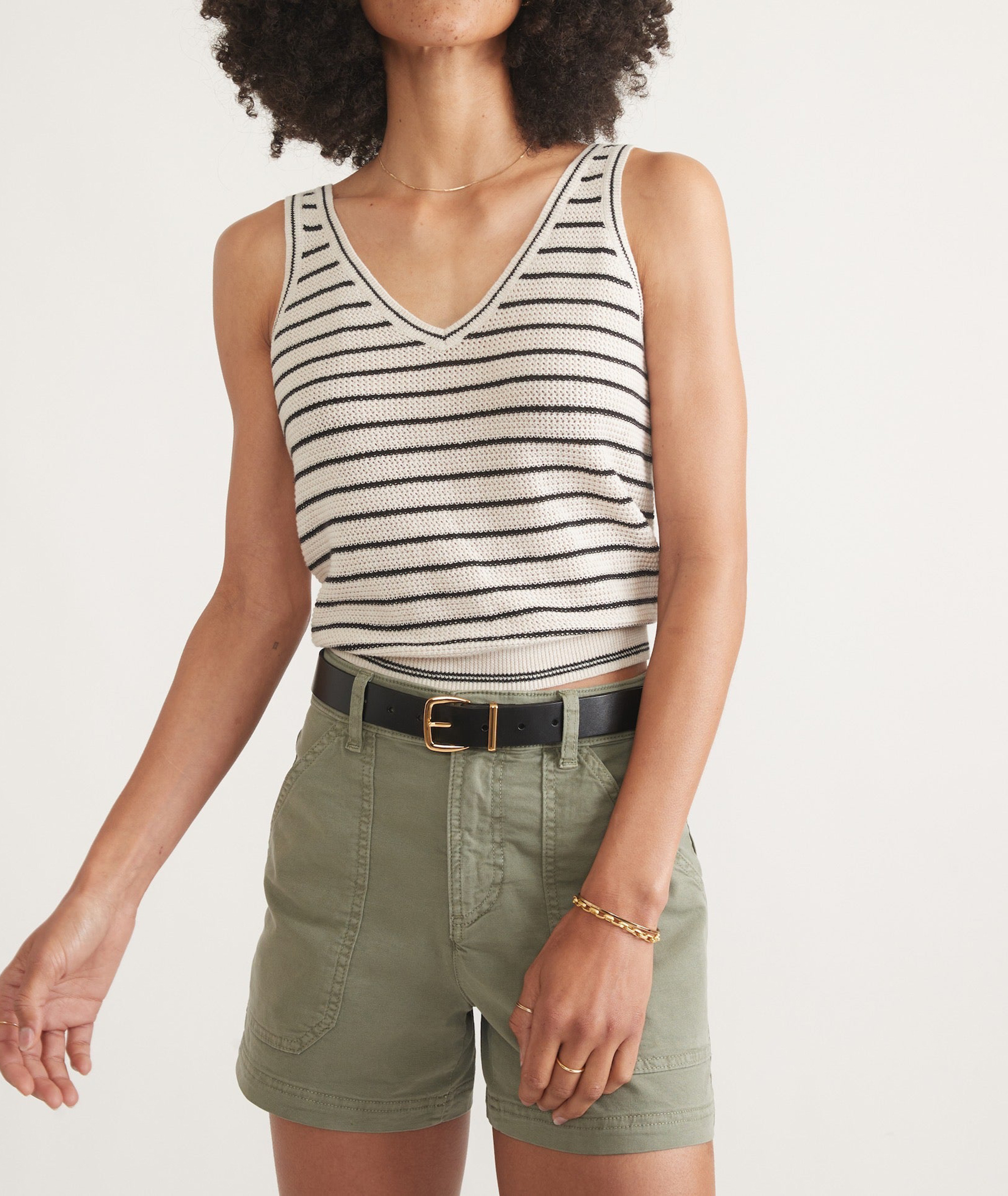 Black/White Stripe Sweater Tank