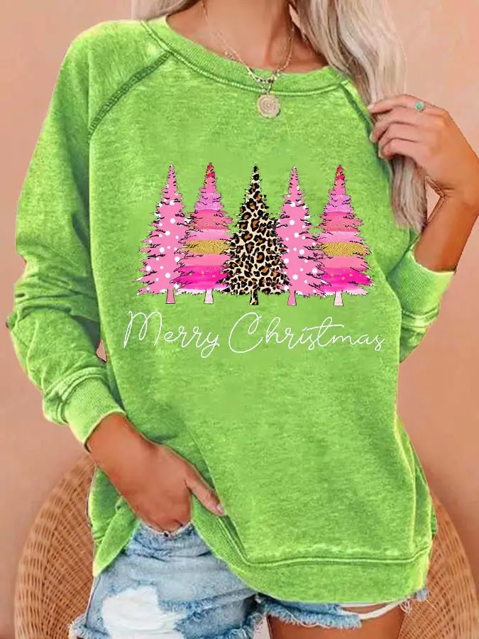 Women's Merry     Tree🎄 Print Sweatshirt