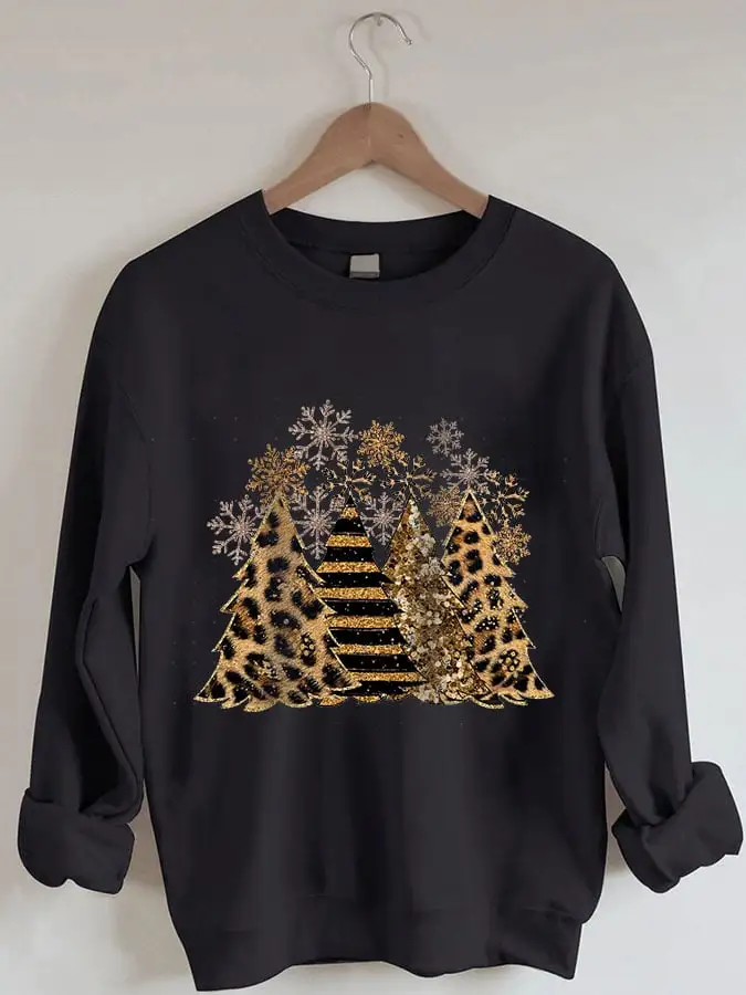 Women' Leopard   Tree Print Casual Sweatshirt