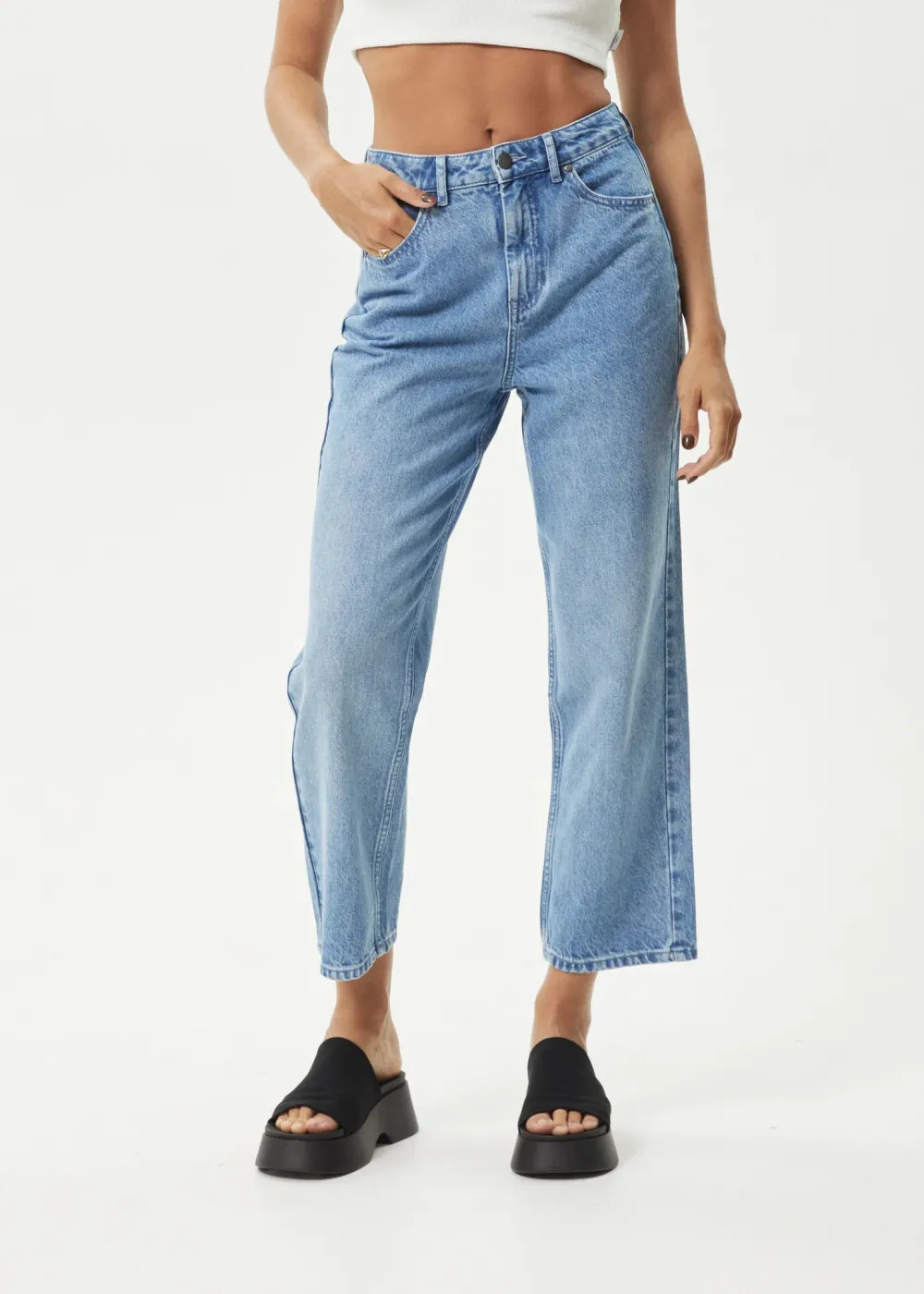 SHELBY - HEMP DENIM CROPPED WIDE LEG JEANS