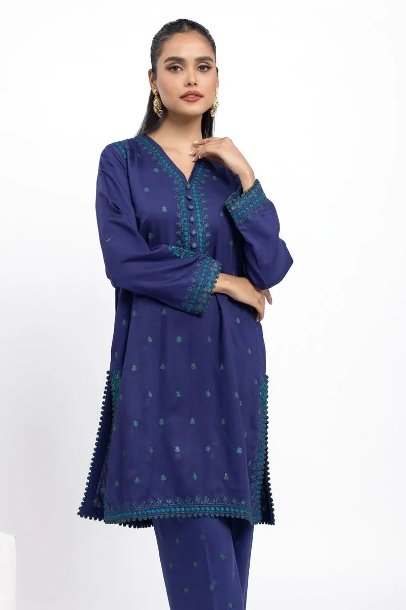 2 Piece Kurta Embroidered | Kurta & Pants | Color Deep Blue