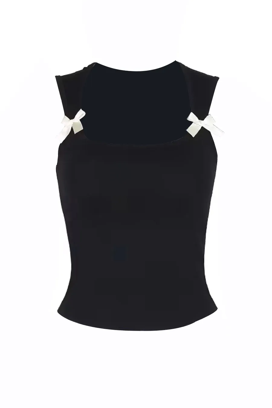 Y2K Coquette Sweetheart Neck Sleeveless Top With Contrast Bow Detail