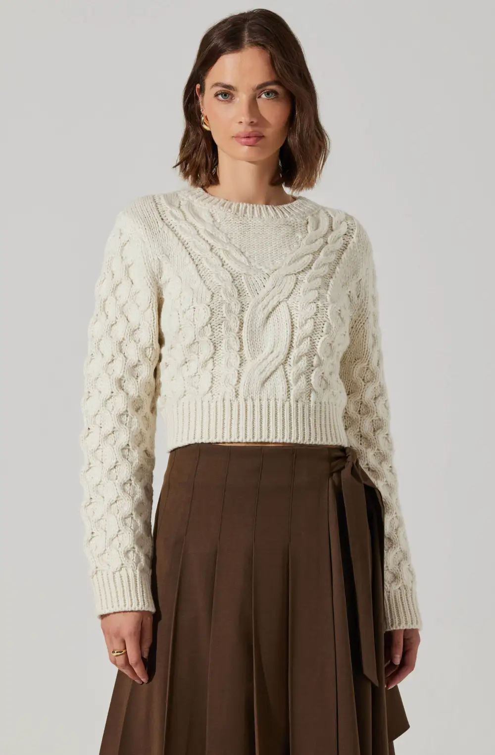 Caila Cable Knit Cropped Sweater