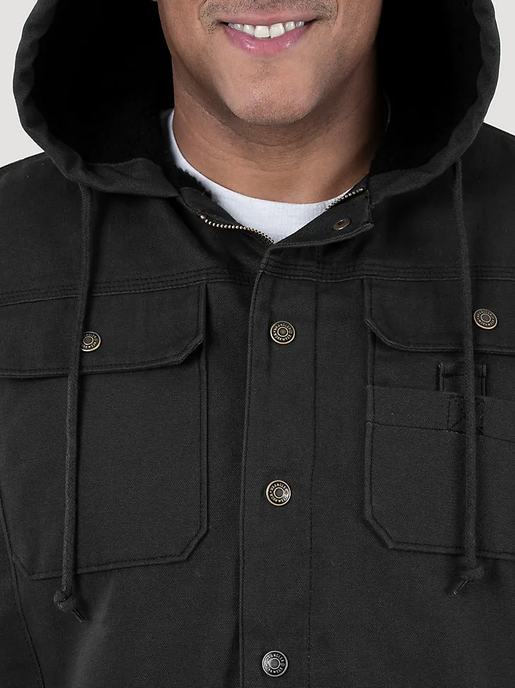 WRANGLER® WORKWEAR SHERPA LINED SHIRT JACKET IN BLACK