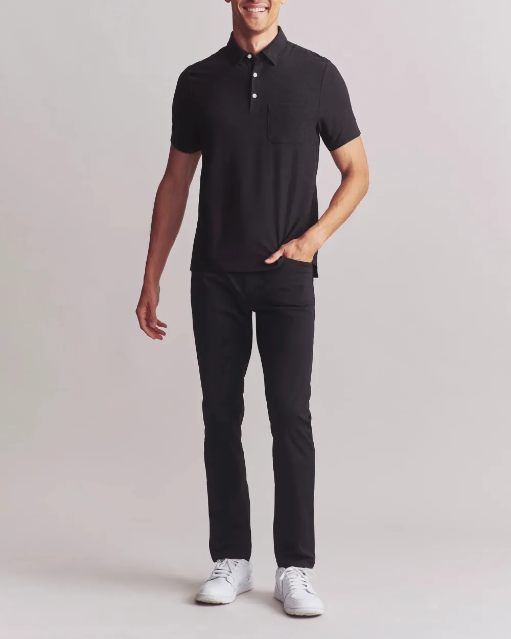 Black Casual Polo Short Sleeve Shirts