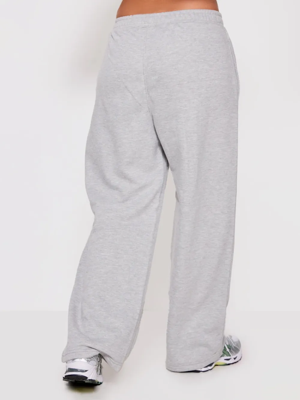 Grey Marl Embossed Bow Detail Wide Leg Sweatpants