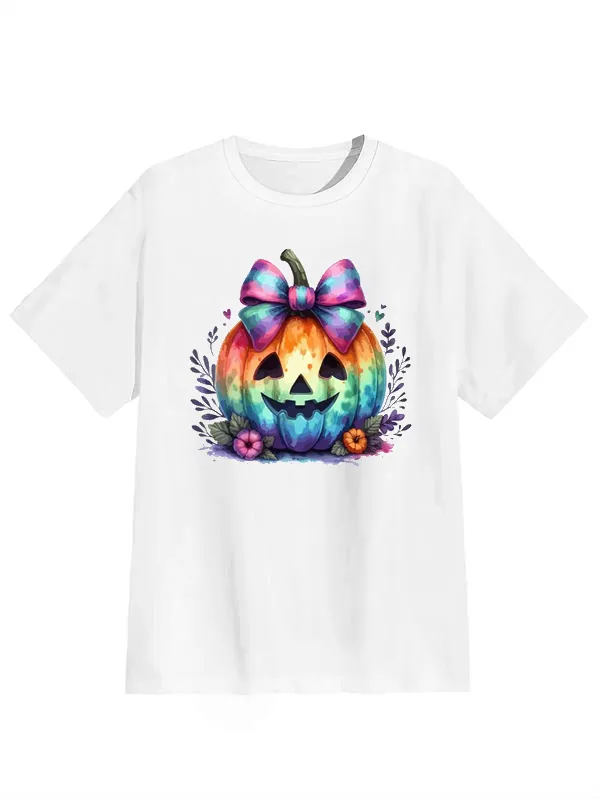 Tie-dye Pumpkin Halloween graphic T-shirt