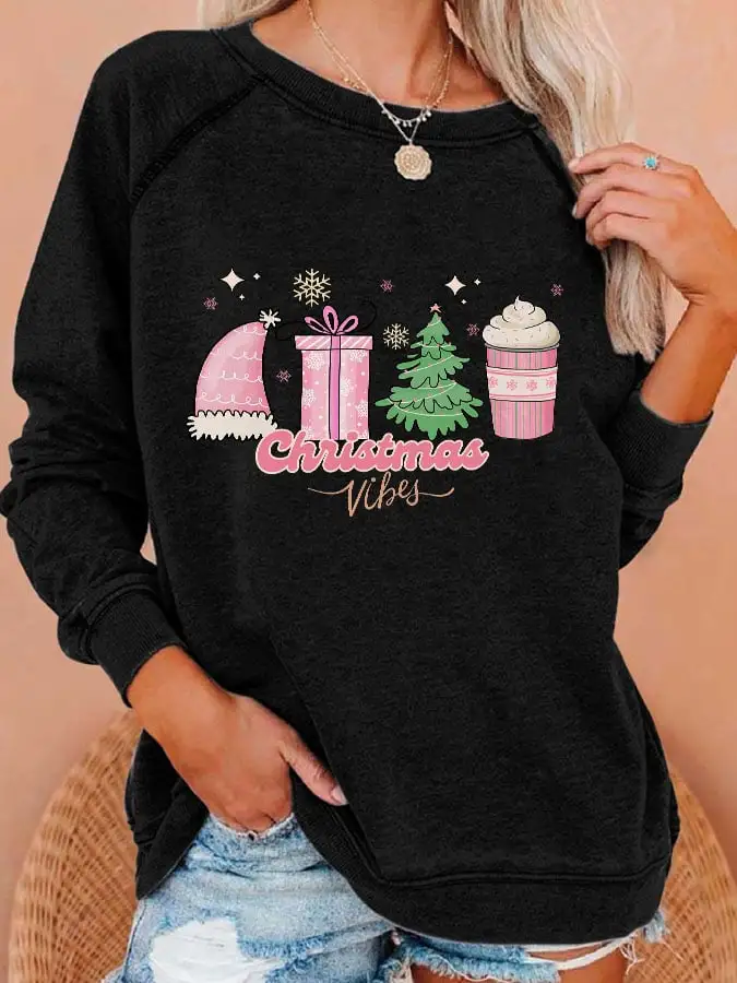 Women's Christmas Vibes Print Sweatshirt