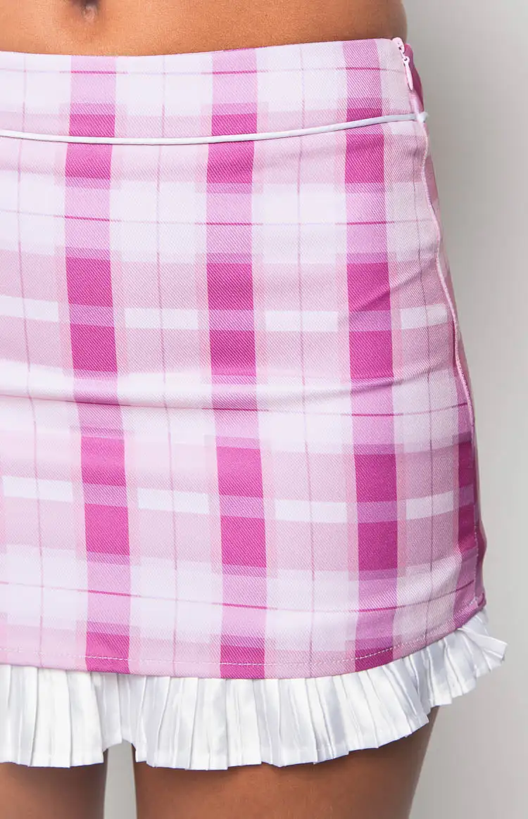 Till Forever Pink Check Mini Skirt