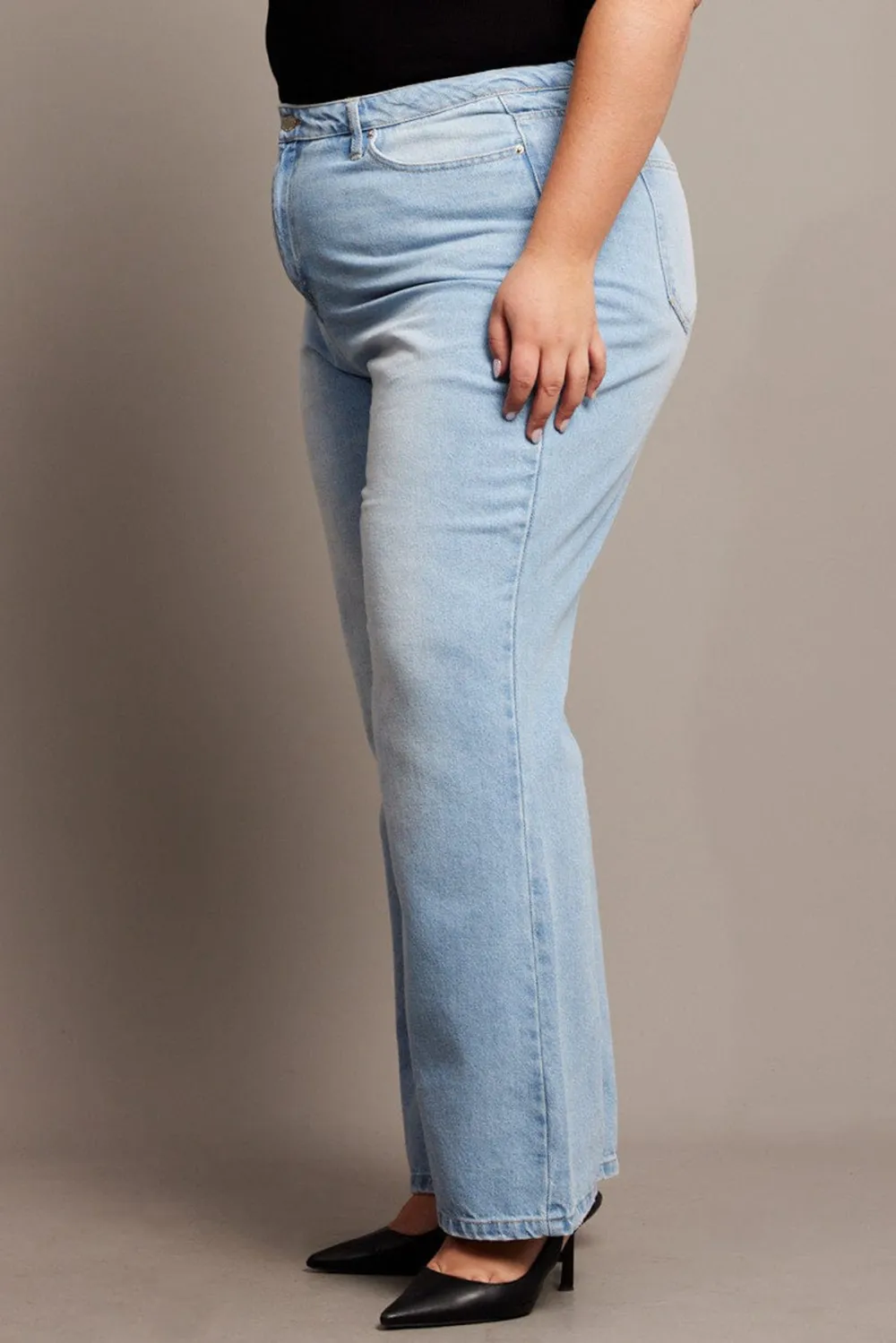 Denim Wide Leg Jeans High Rise Acid Wash