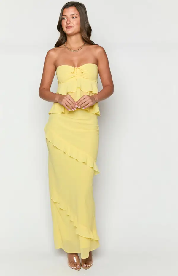 Raleigh Yellow Ruffle Maxi Skirt