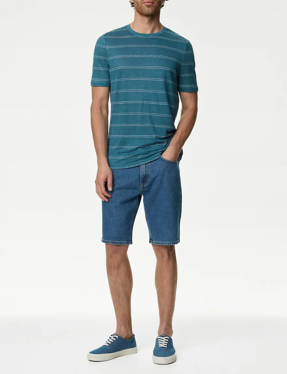 Pure Linen Striped T-Shirt