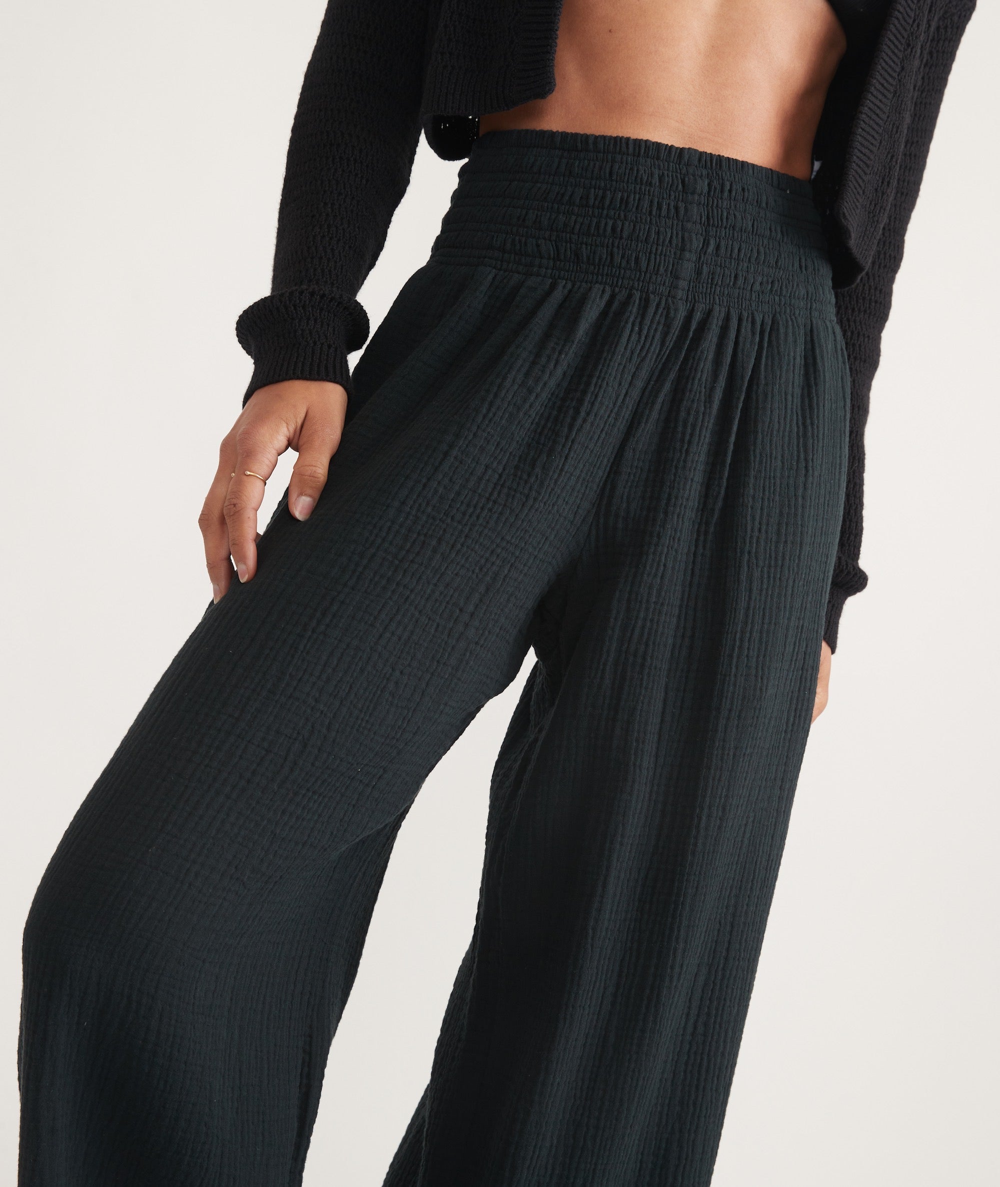 Black Double Cloth Palazzo Pant