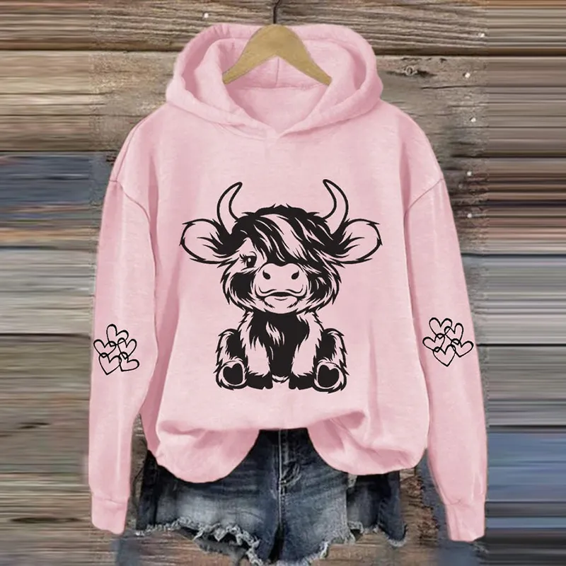 Women's Highland Cow Casual Hoodie