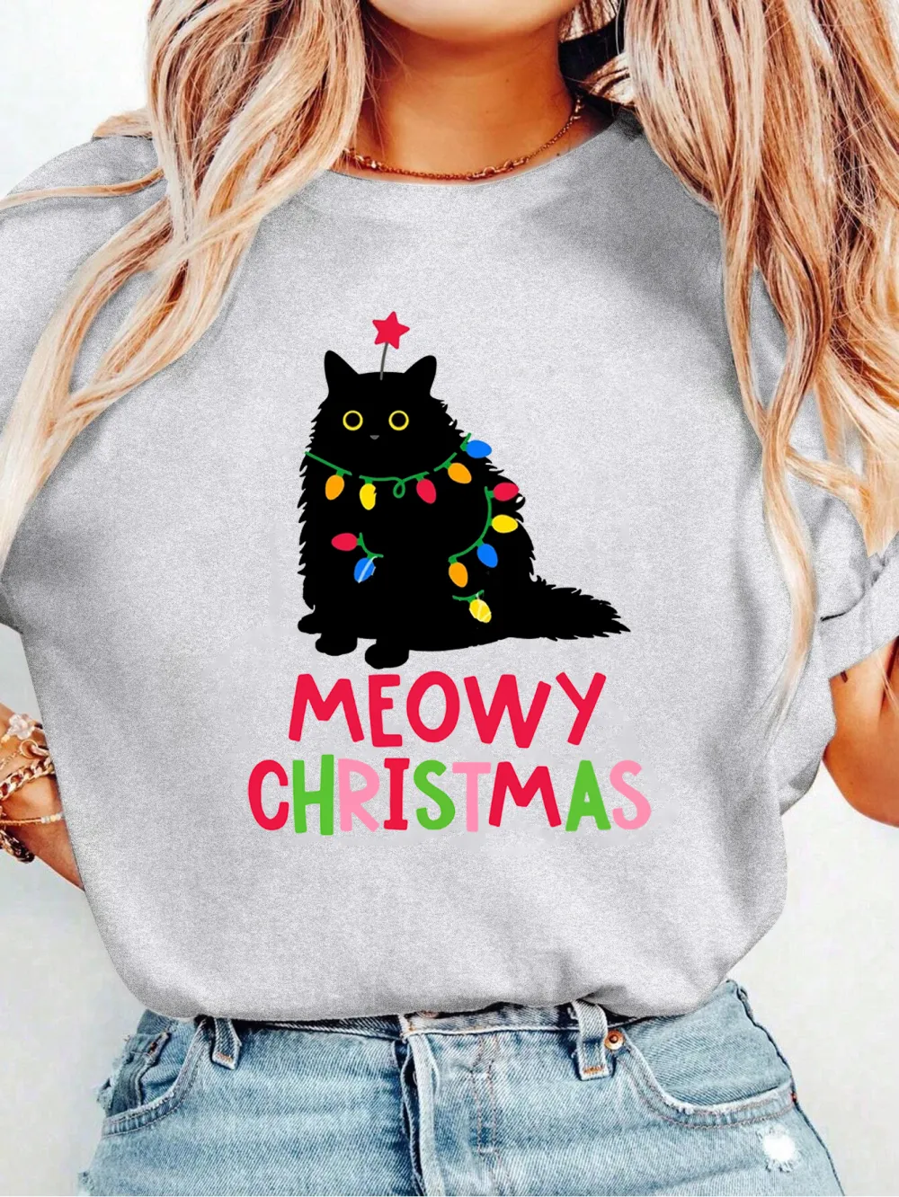 Kitty Santa Lady T-shirt