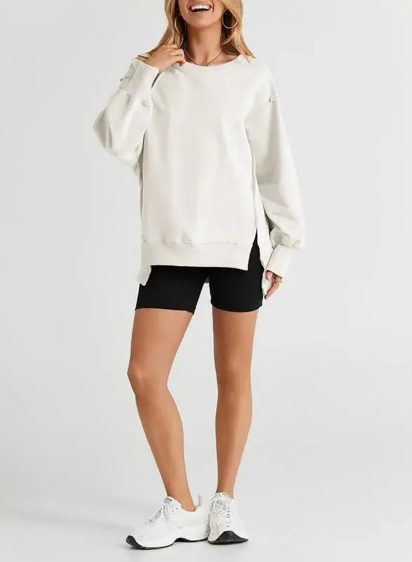 Oversized Reverse Seam Sweatshirt Long Sleeve Crewneck Pullover