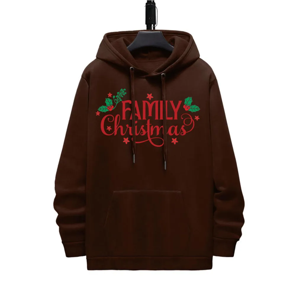 FAMILY CHRISTMAS PATTERN PRINTED HOODIE