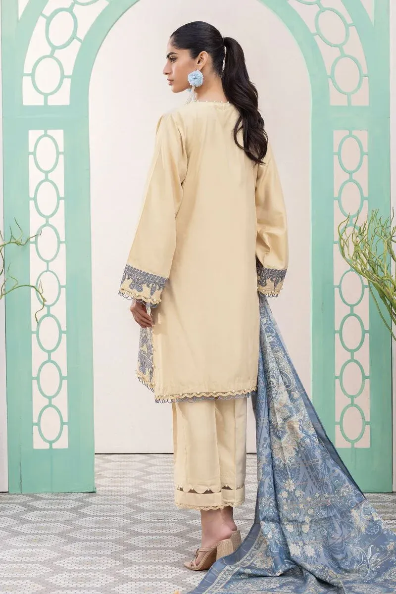 3 Piece Kurta Embroidered | Dupatta& Bottom & Tops | Color Beige