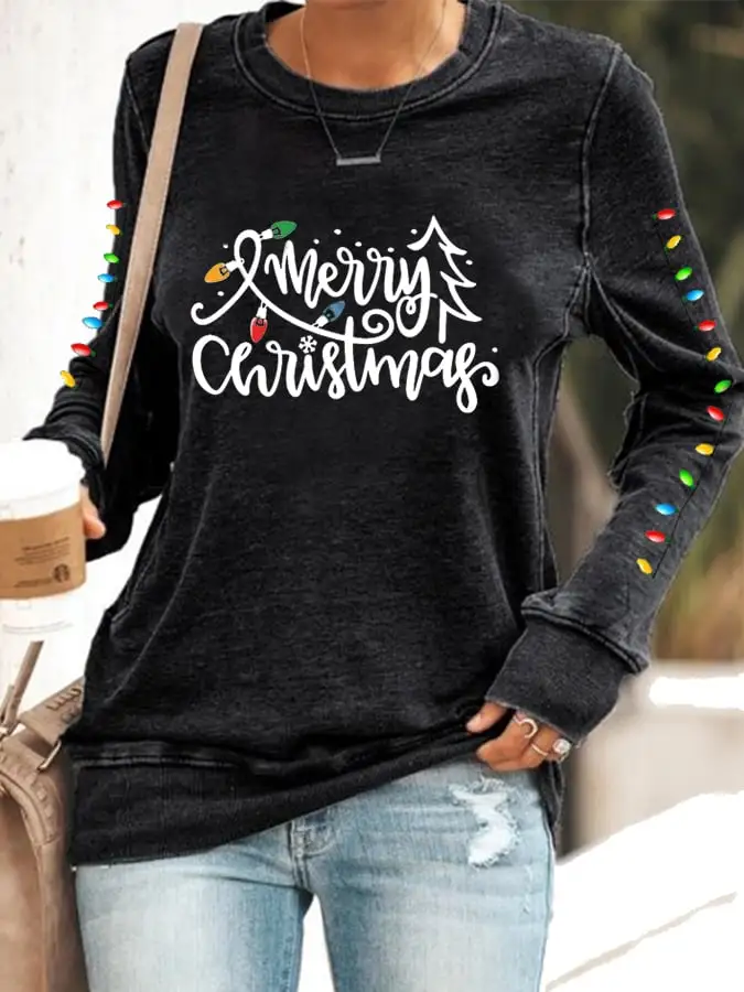 Women's Merry Christmas Printed Sweatshirt