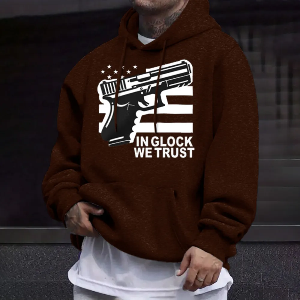 Mens In Glock We Trust  Hoodie,Long Sleeve, Size S-3XL