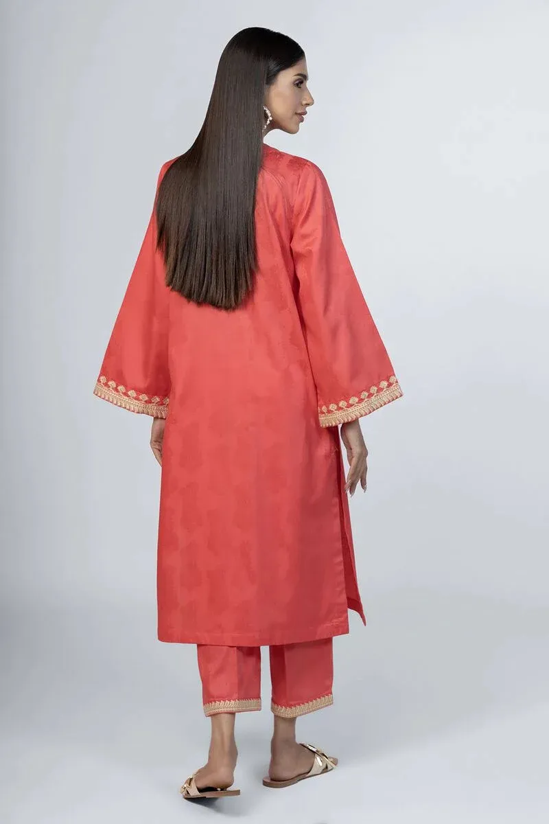 2 Piece | Kurta & Pants | Color Red Orange