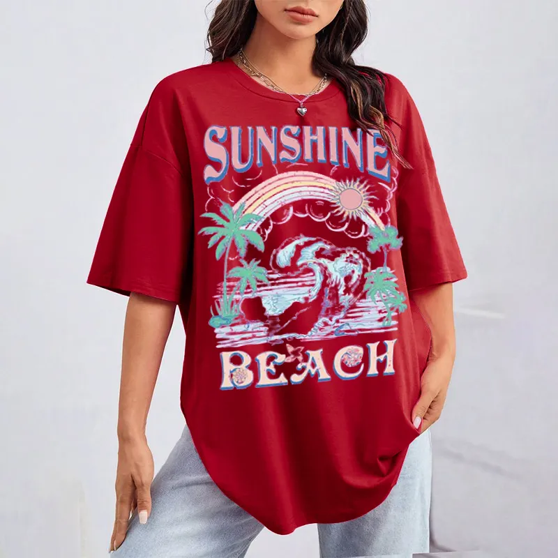 Women's Sunshine Beach Pattern Printed Tee