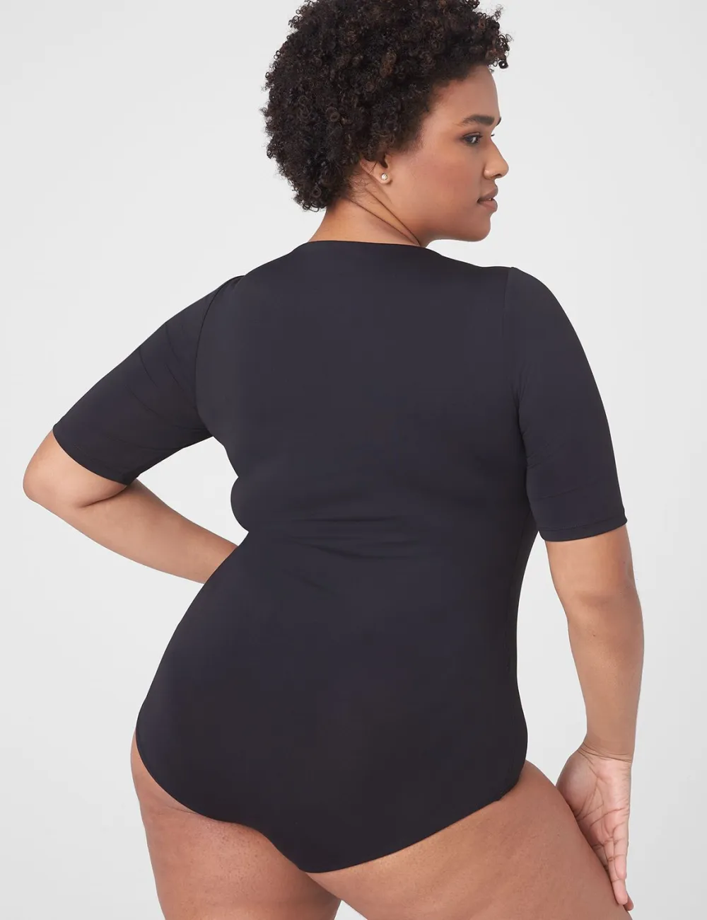 Fitted Short-Sleeve Scoop-Neck Bodysuit