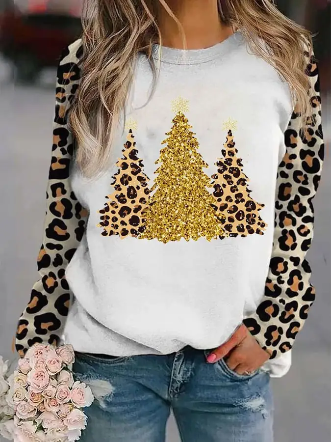 Women's Leopard   Tree Print Sweatshirt