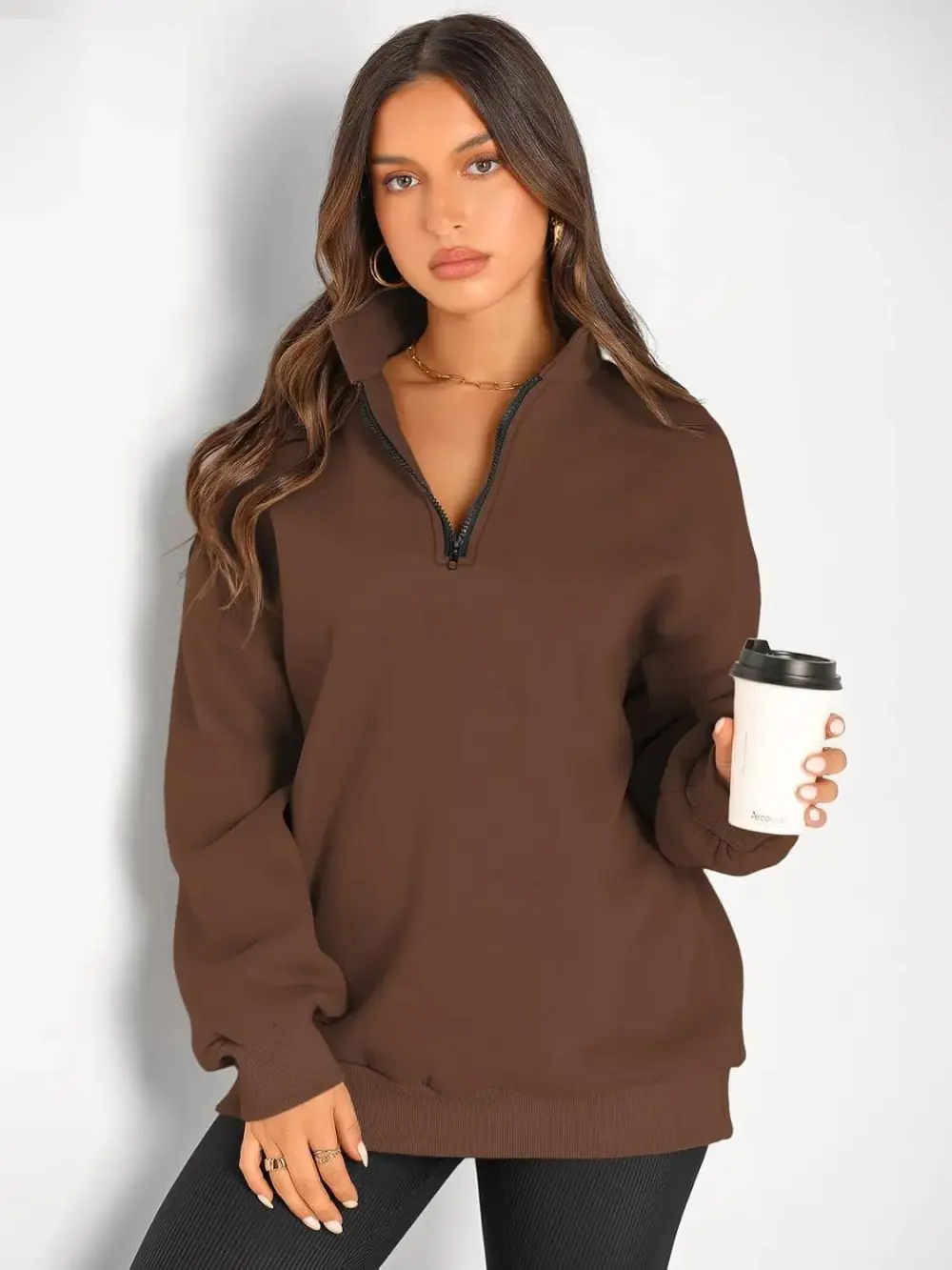 Oversized Sweatshirts Half Zip Pullover Long Sleeve