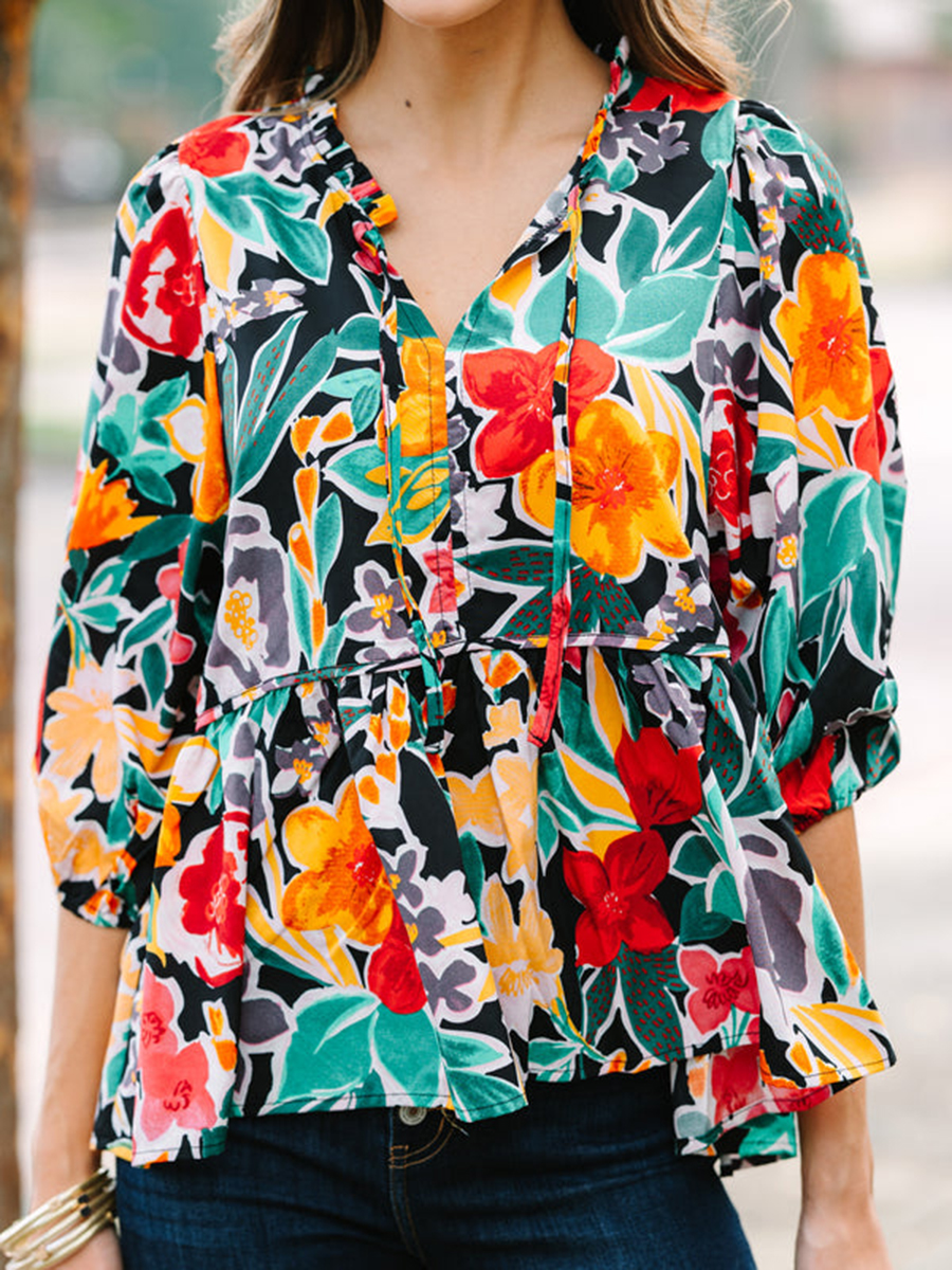 Multicolor Casual Floral Shirt