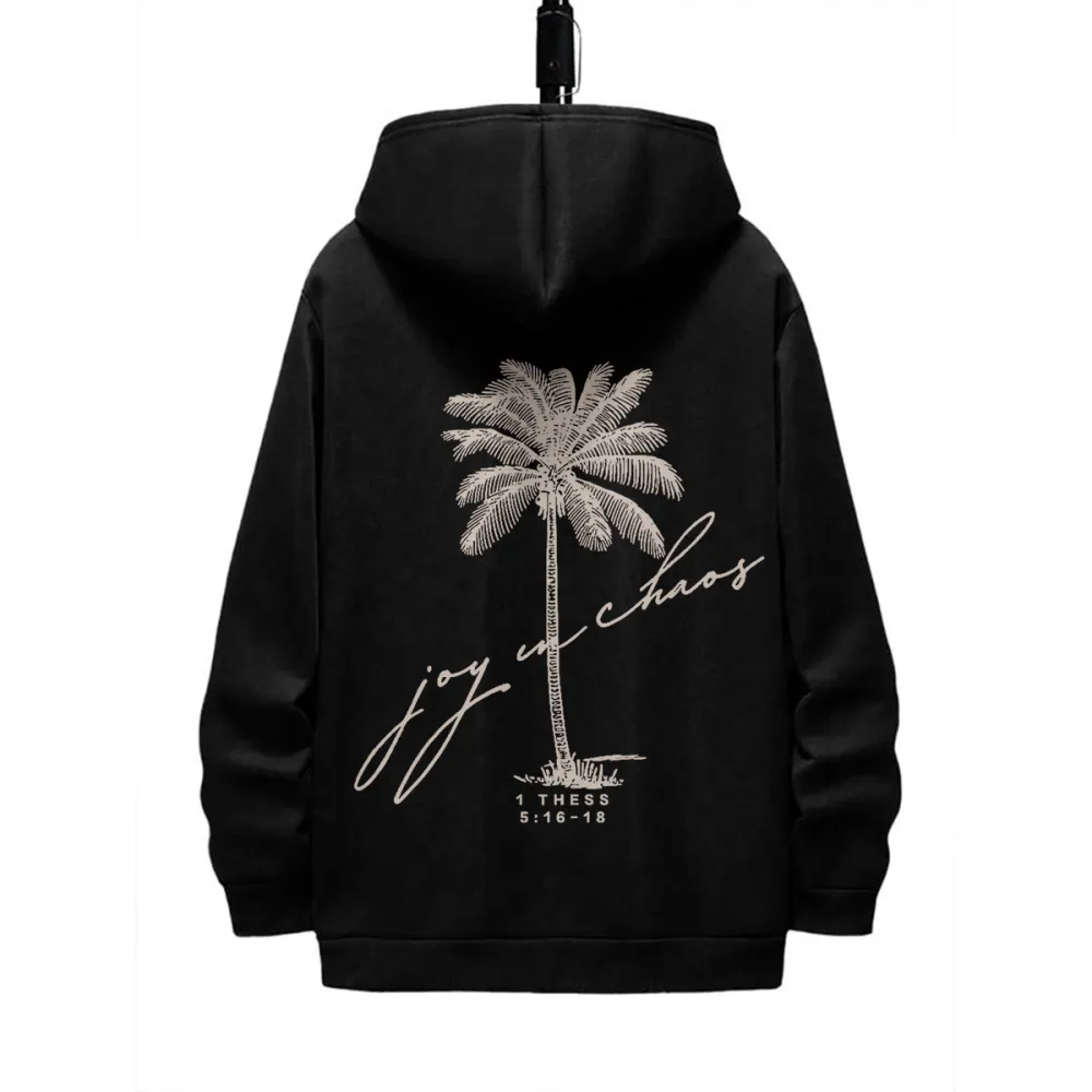 COCONUT TREE PATTERN PRINTED HOODIE