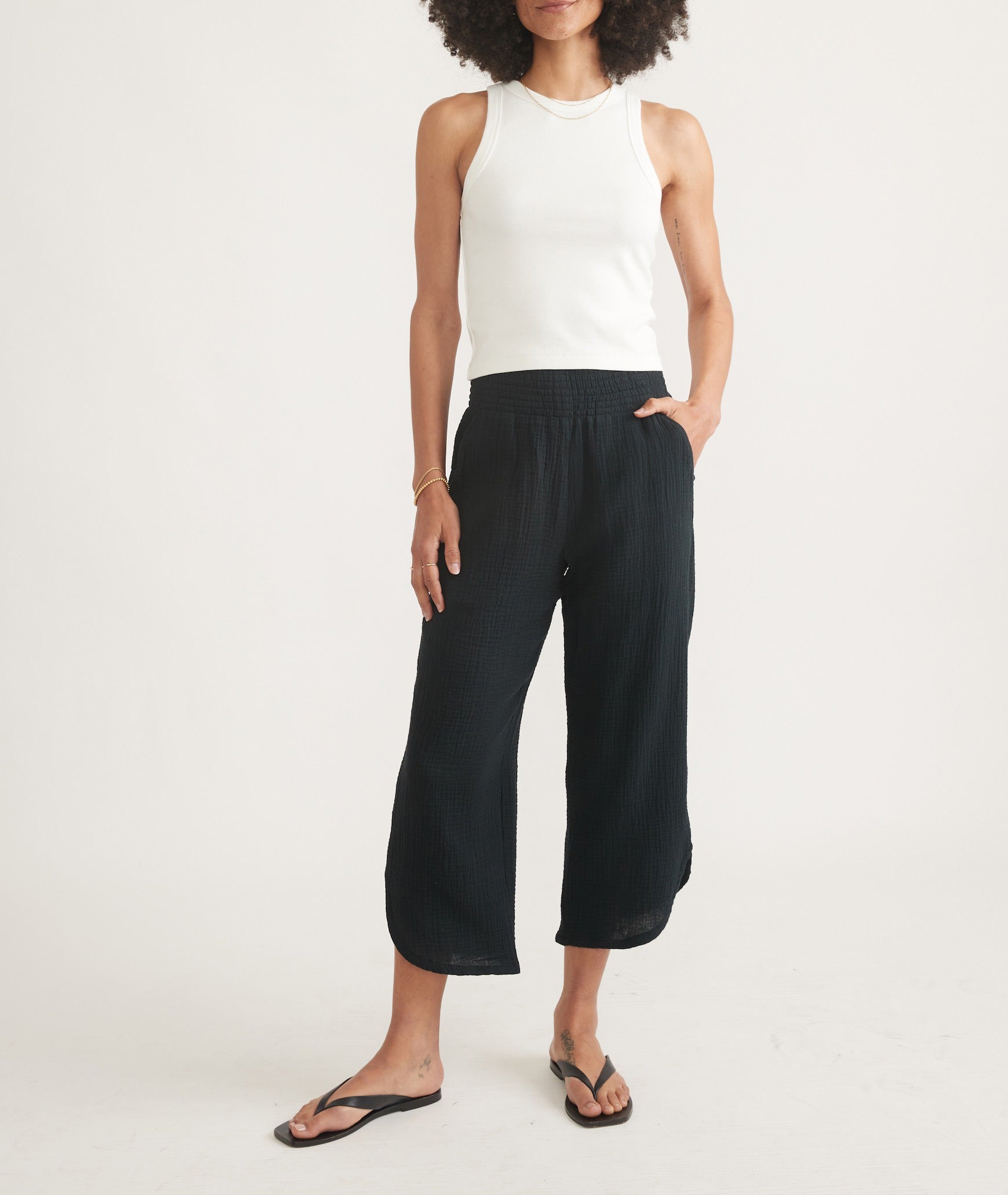 Black Cali Double Cloth Pant