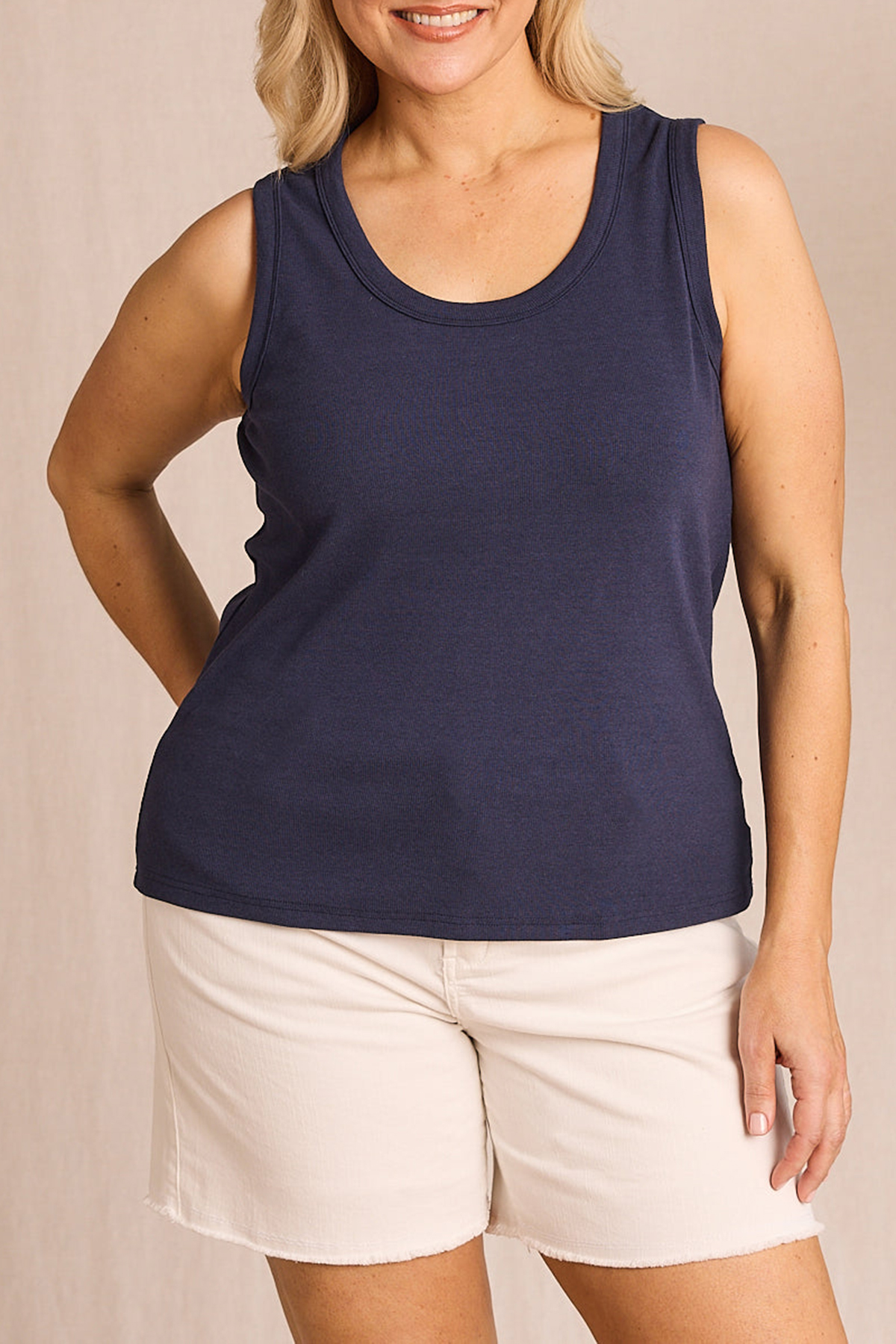 Adrift Ribbed Singlet In Navy