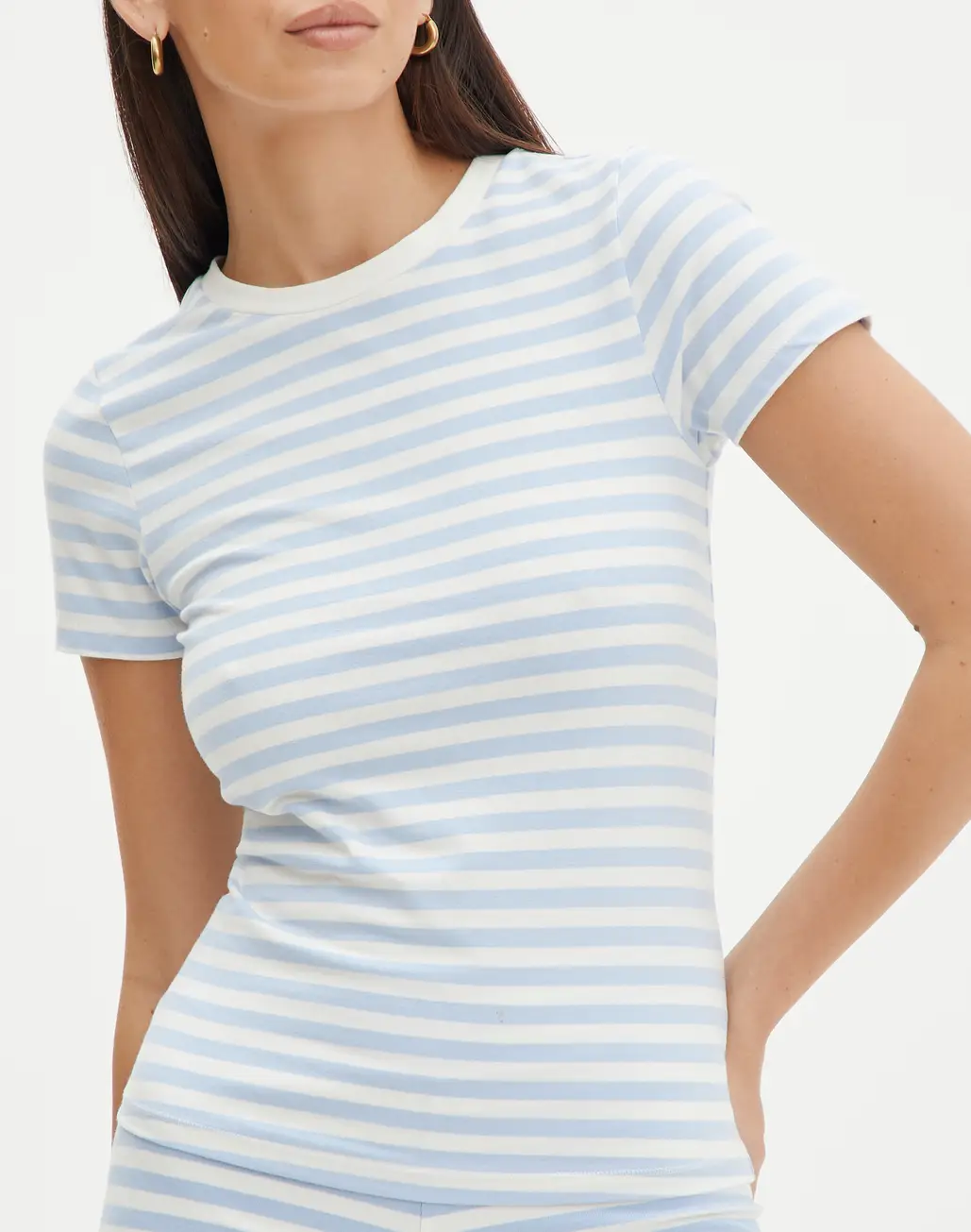 Stripe Cotton Fitted Tee