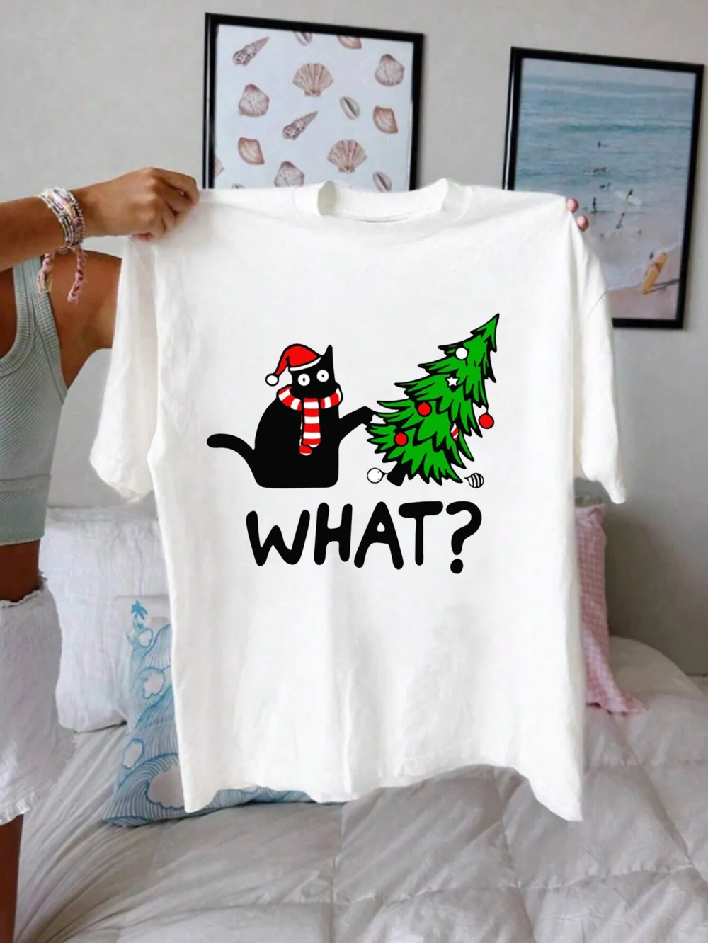 Kitty Santa Lady T-shirt