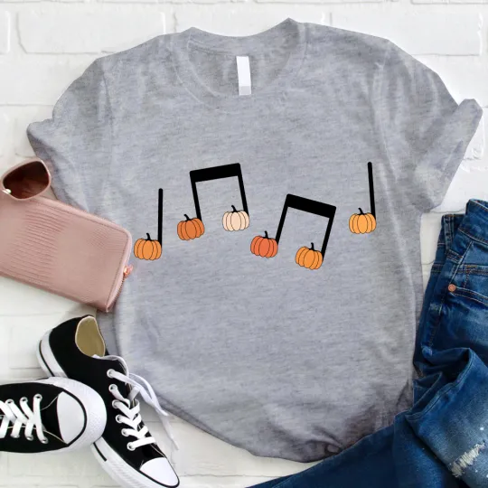 Musical Notation Halloween Pumpkin Teacher T-Shirt