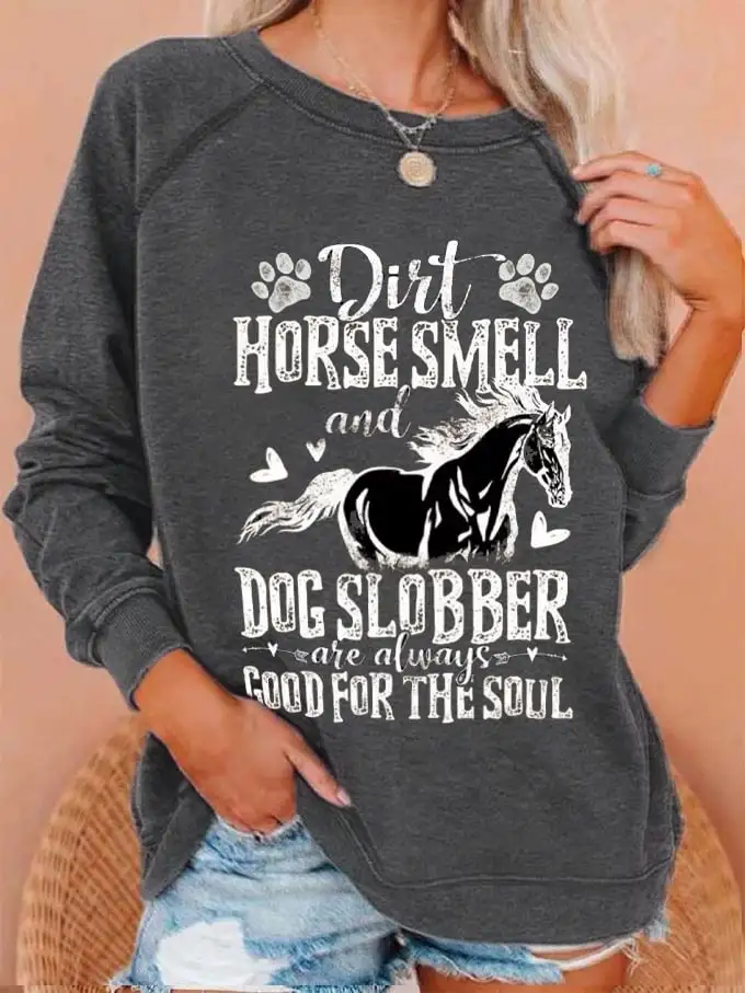 🔥Buy 3 Get 10% Off🔥Women's Western Dirt Horse Smell Dog Slobber Rider Equestrian Printed Sweatshirt