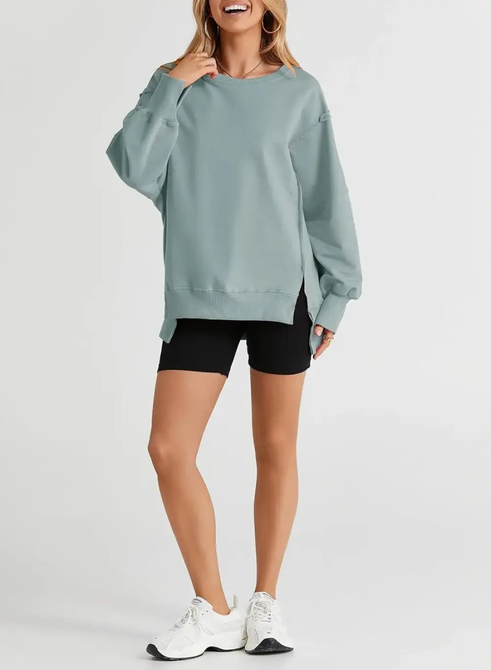 Oversized Reverse Seam Sweatshirt Long Sleeve Crewneck Pullover