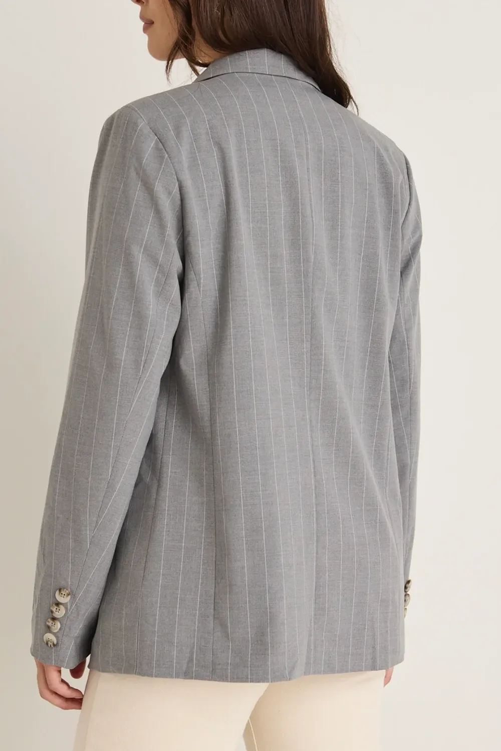 Officer Grey Pinstripe Double Breasted Blazer