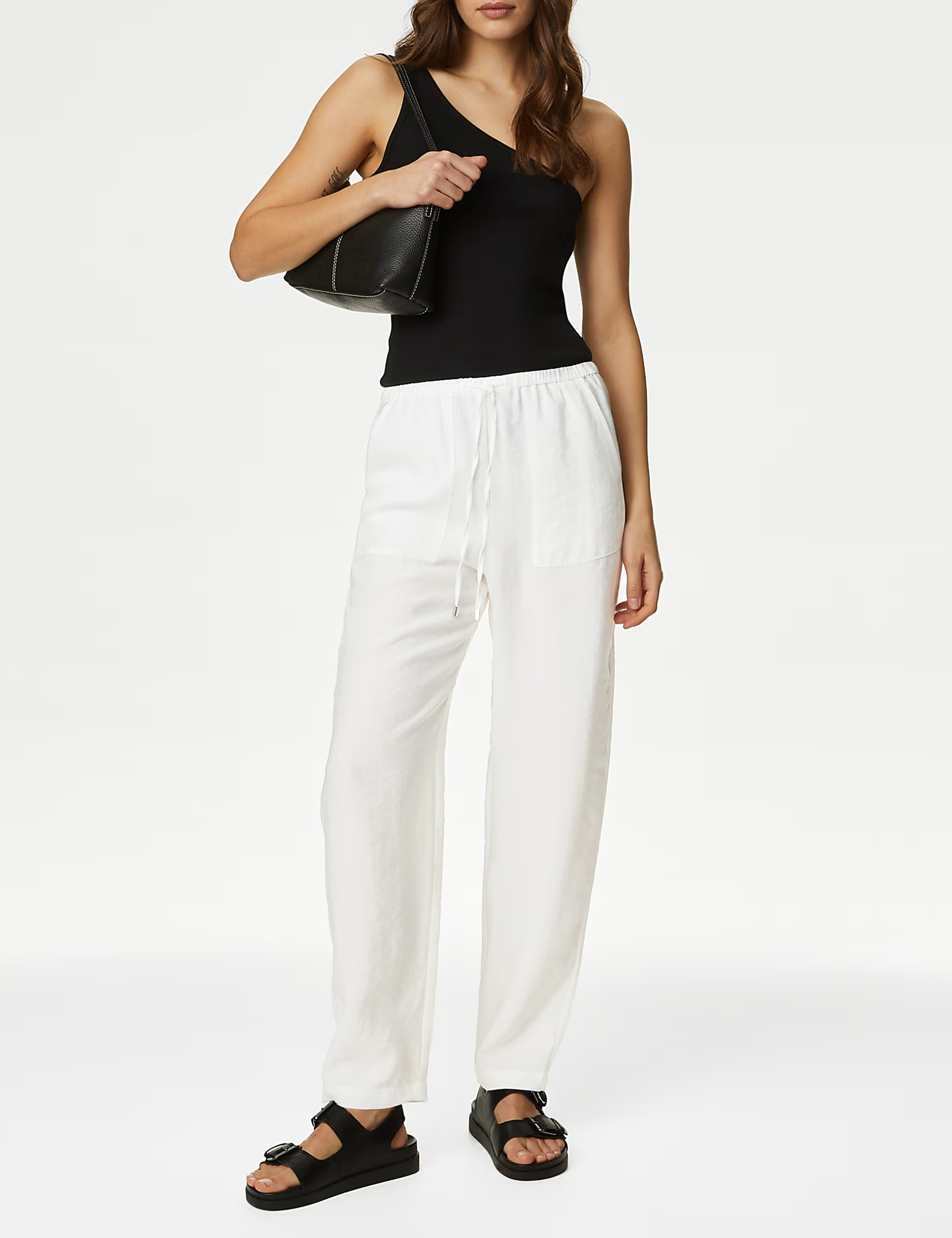 Black Casual Slight Stretch Pants