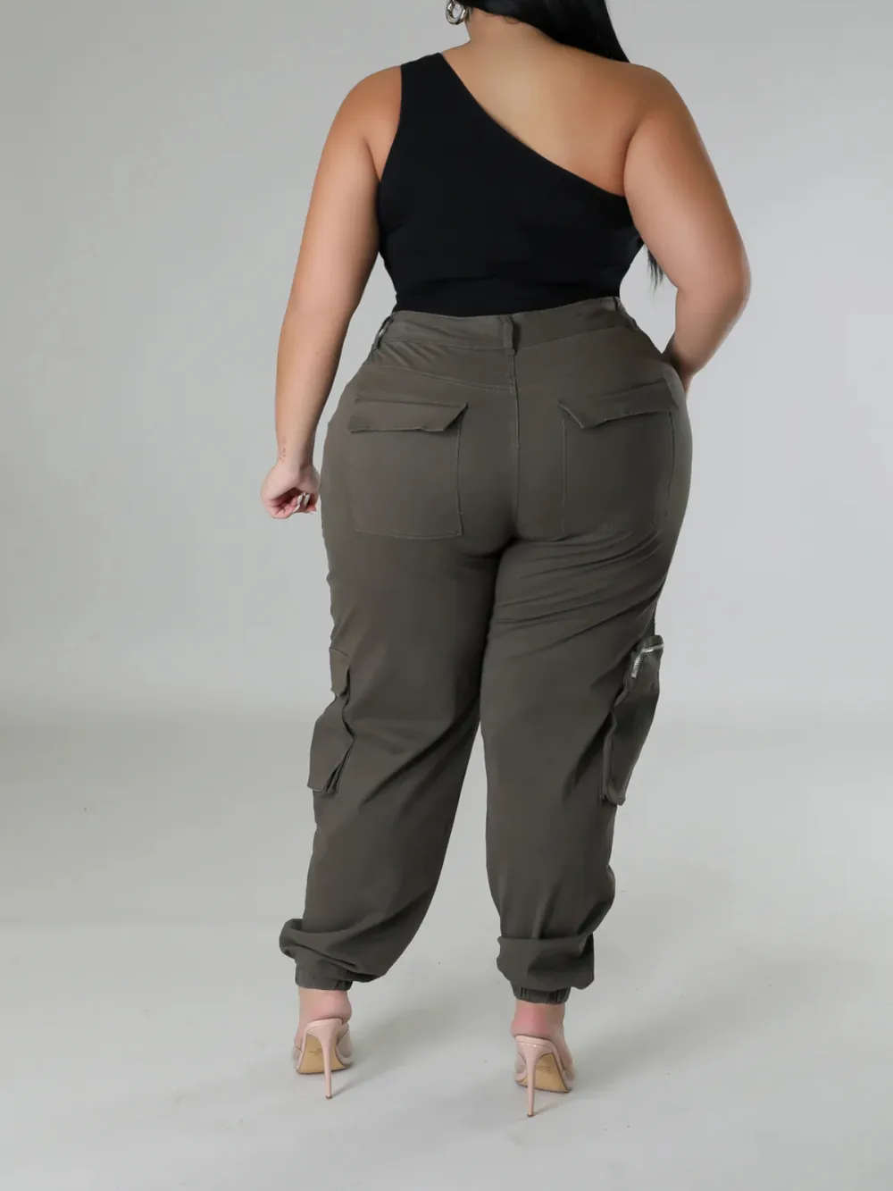 Plus-Size Fashion Women'S Solid Color Zipper Pants