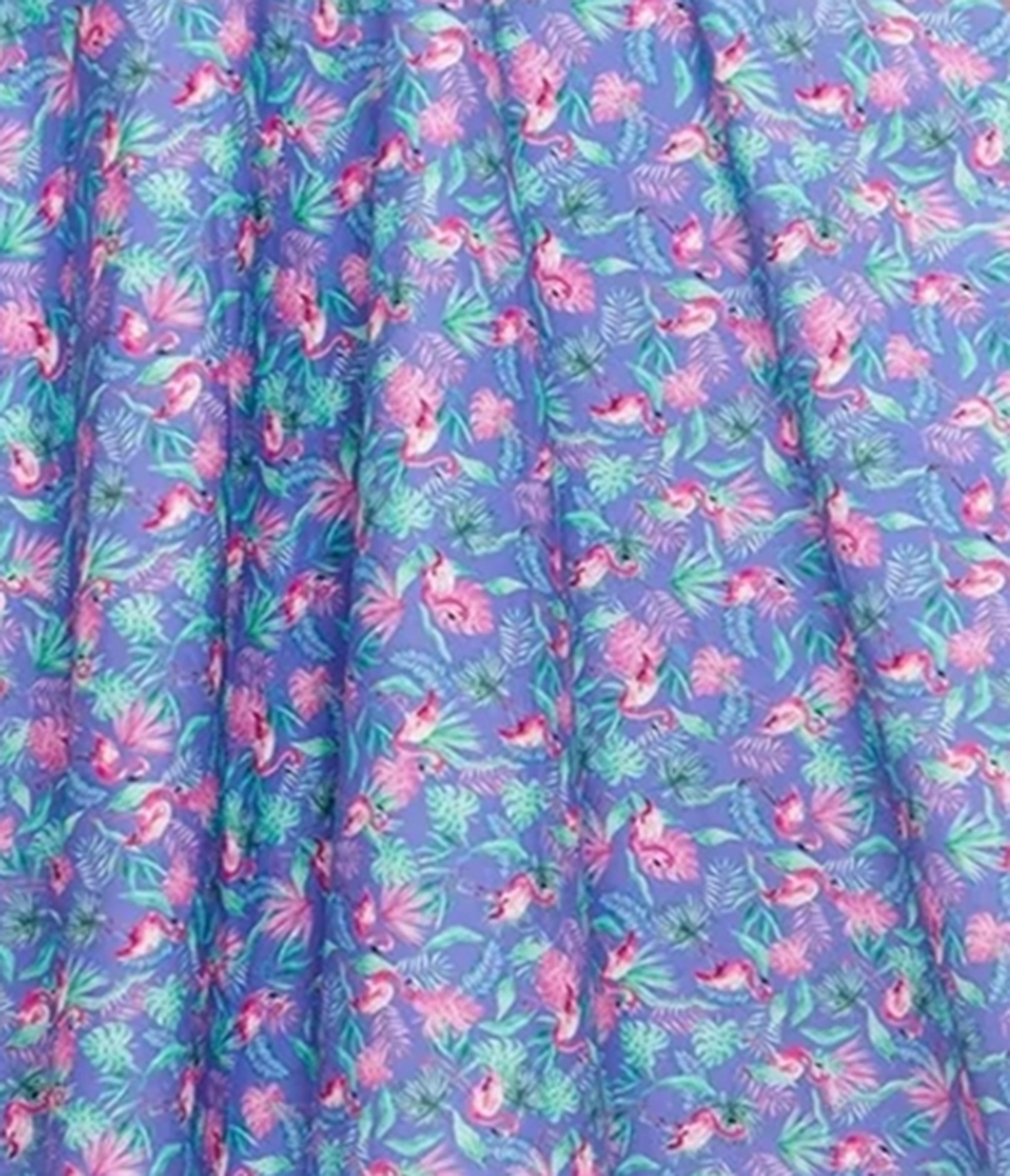 Dolly & Dotty 1950s Purple & Pink Flamingo Leaf Print Grace Swing Dress