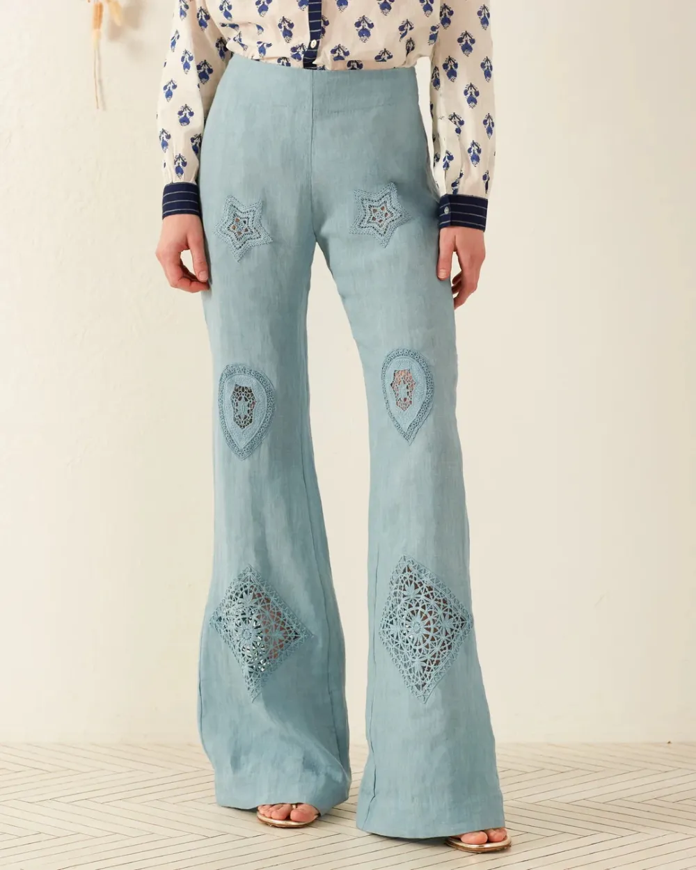 Charlie Aqua Eyelet Pant