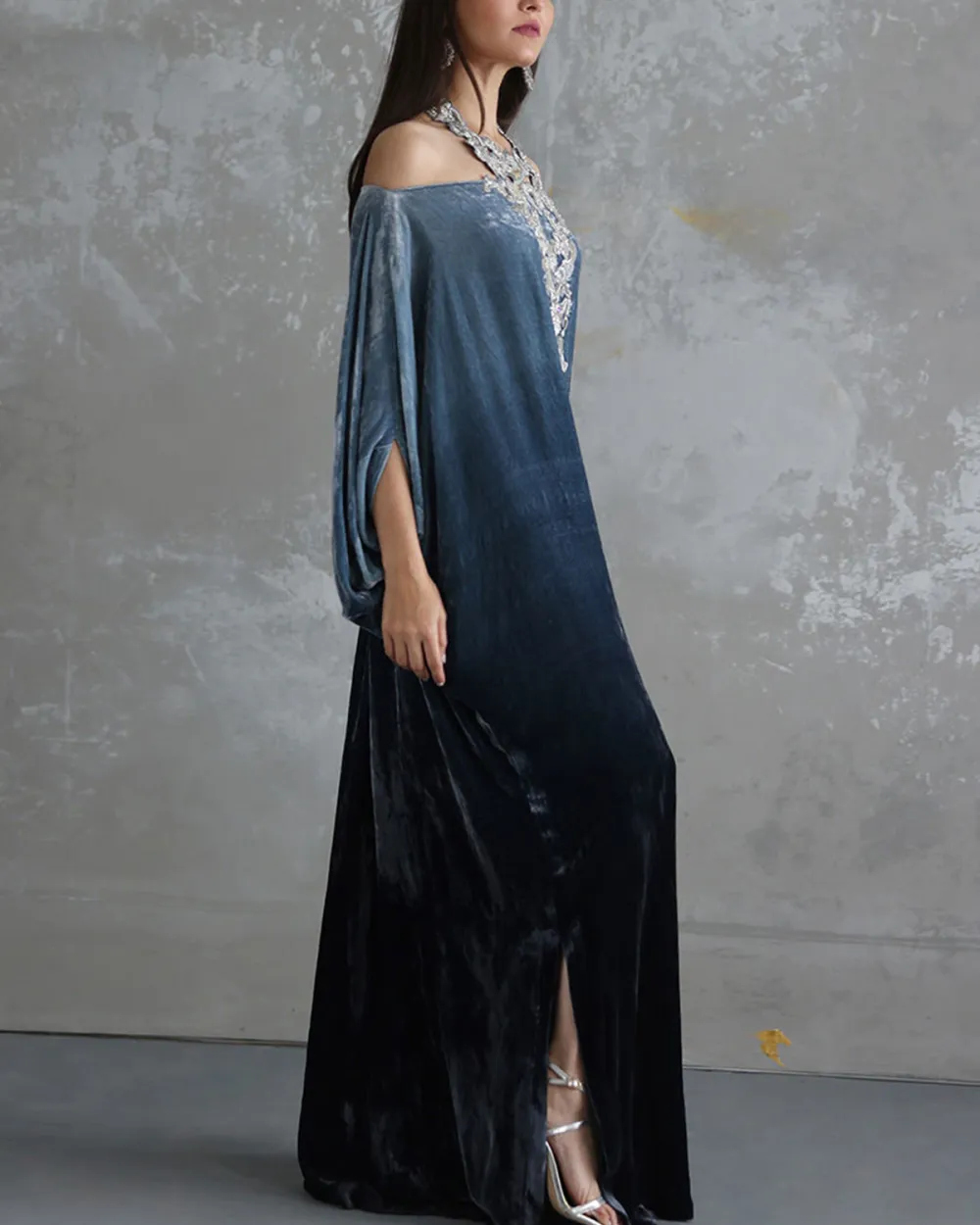 gradient velvet dress