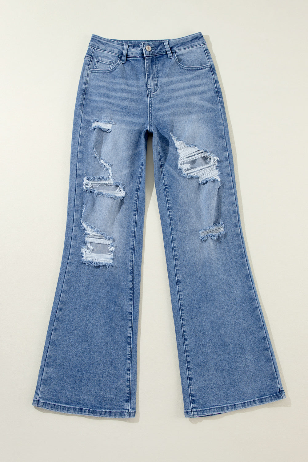 Distressed Wide Leg High Waist Jeans