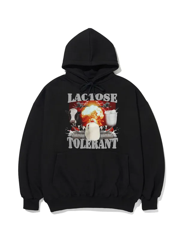 Lactose Tolerant Funny Pattern Printed Hoodie