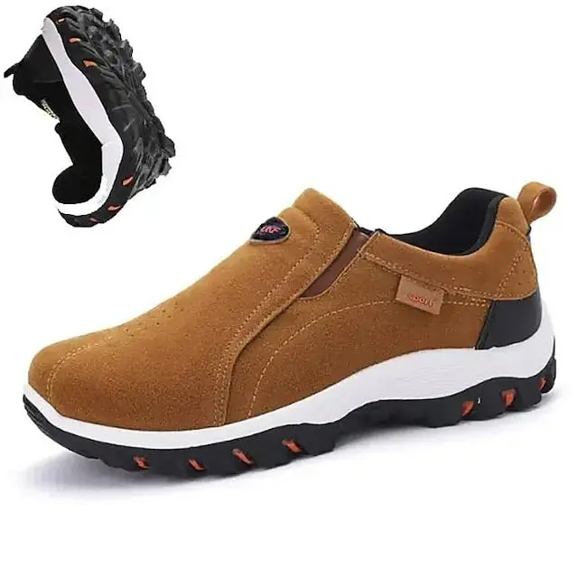 Men's Canvas Slip-On Outdoor Hiking Shoes – Non-Slip Lightweight Trail Shoes for Walking and Climbing